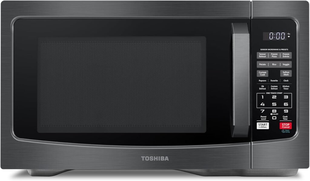 TOSHIBA EM131A5C-BS Countertop Microwave Ovens 1.2 Cu Ft, 12.4" Removable Turntable Smart Humidity Sensor 12 Auto Menus Mute Function ECO Mode
