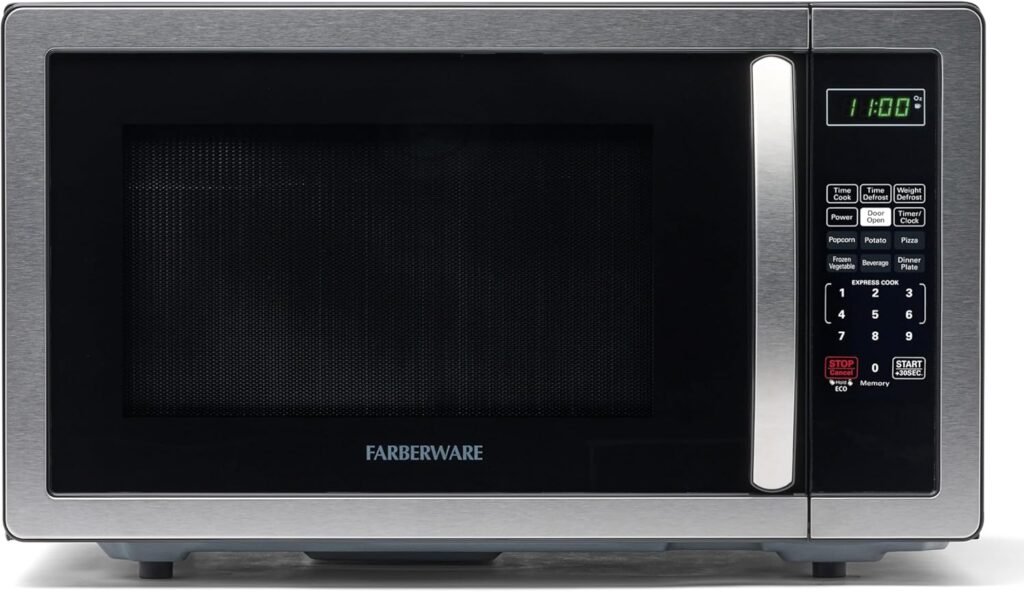 arberware 1.1 Cu. Ft. Countertop Microwave Oven – 1000 Watts Power, Auto Cook Settings,